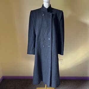 Vintage Charles Klein 100% Wool Coat Dark Gray Size‎ 18 Double Breasted